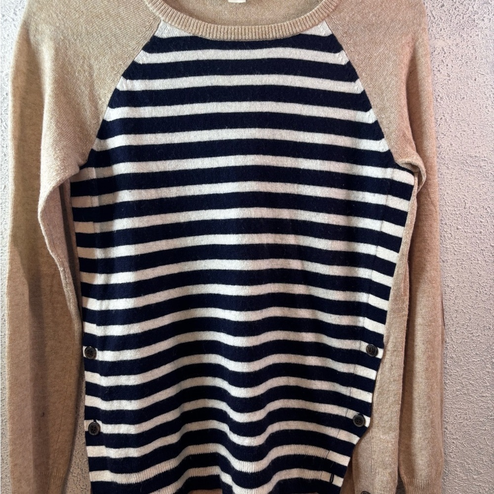 J. Crew Factory Striped Sweater - Navy and Tan